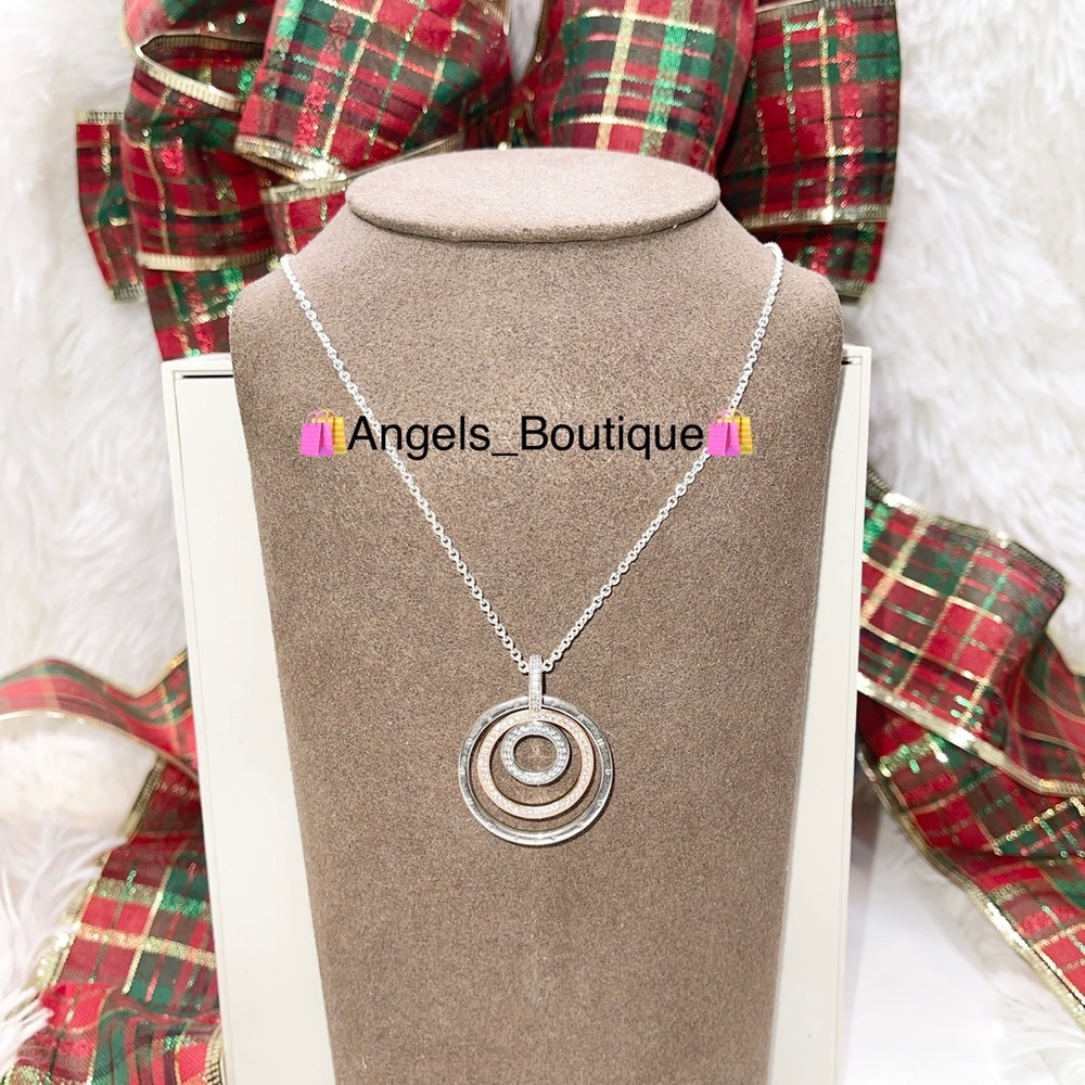 New Pandora Two-Tone Circles Pendant & Necklace, Rose Gold-Plated